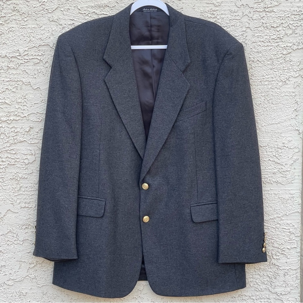 JD Christopher Vintage Men 42R Gold Button/Gray Wool Sport Coat Blazer Jacket